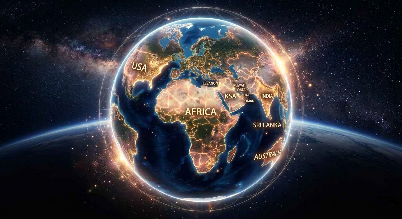 Global presence — USA, KSA, India, Africa, Australia